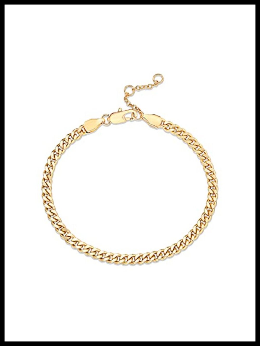 14K Gold Plated Adjustable Curb Chain Bracelet for Women Stackable